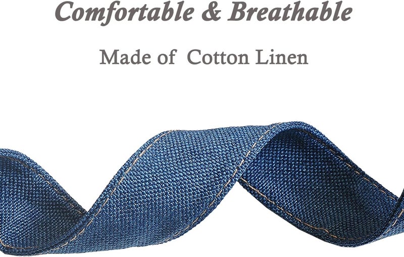 Farcaya Ukulele Strap Soprano Concert Tenor Baritone Banjo Mandolin Cotton Linen Leather Ends Uke Musical Instrument Accessories Picks Lock Button Screw (Blue) - Image 2
